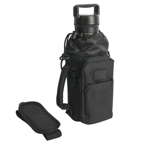 32-40 fl oz Water Bottle Sling with Shoulder Strap and Front Zipper Pocket,Black