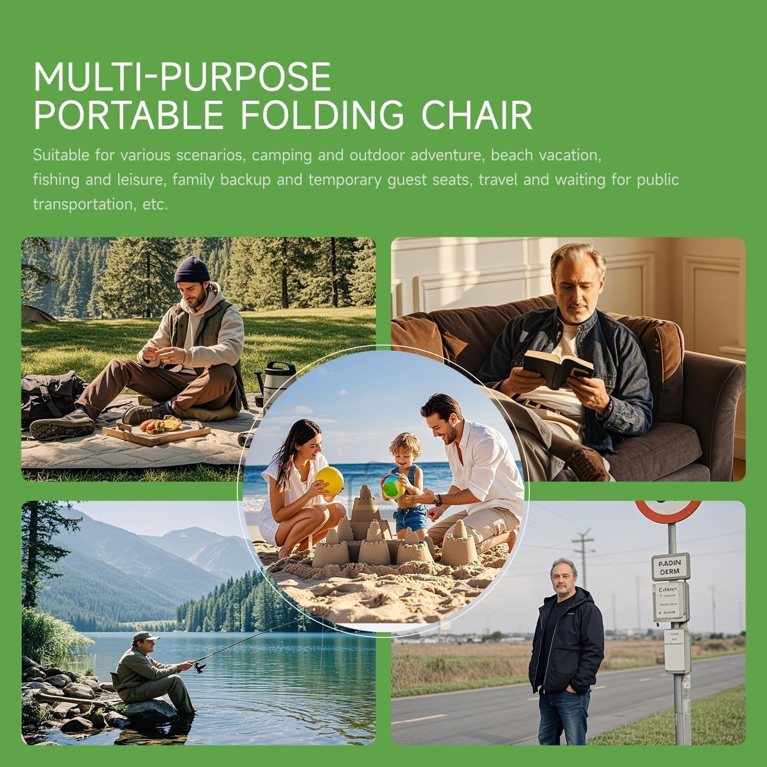 Foldable 11.8″ Pocket Chair Lightweight Travel Stool Portable Camping Hike Chair