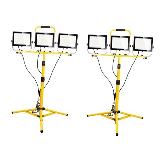 30000 Lumen Work Lights with Stand, 300W Three Head LED Work 30000-3H-2PK