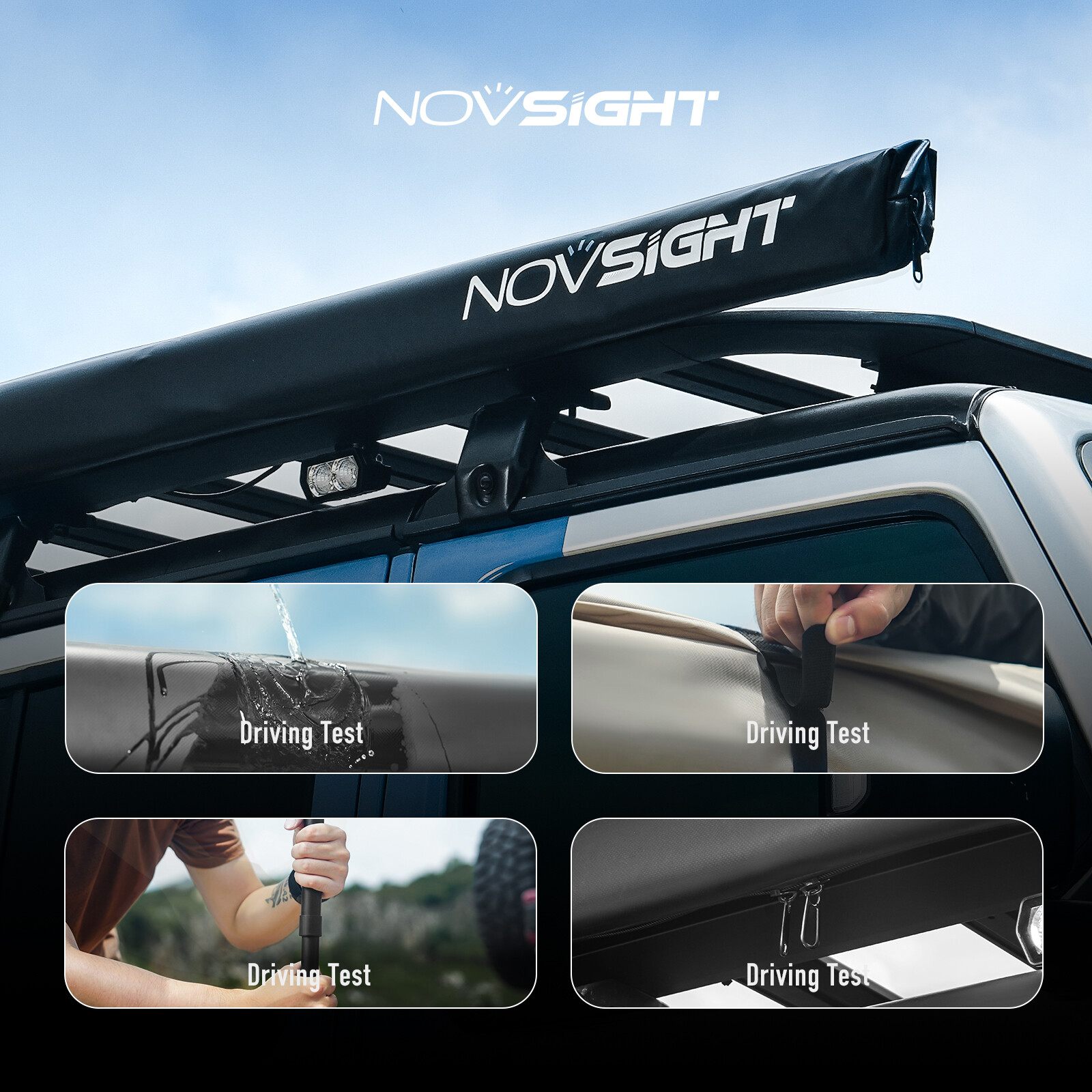 5.2X8.2′ NOVSIGHT Car Side Awning SUV Rooftop Tent Sunshade for Outdoor Camping