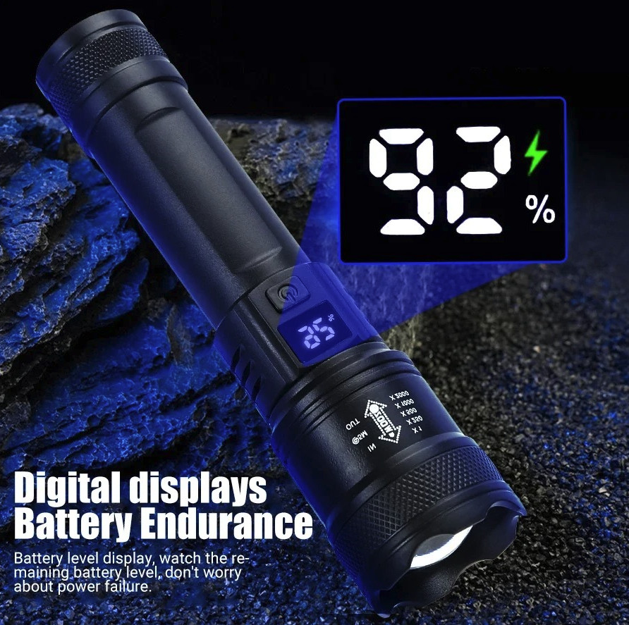 1pc Mini LED Flashlight: XHP70 Rechargeable Torch w/ Built-in Battery – NEW