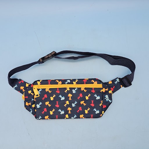 Peanuts Snoopy Fanny Pack Waist Bag Navy Blue Yellow Zipper Adjustable Strap