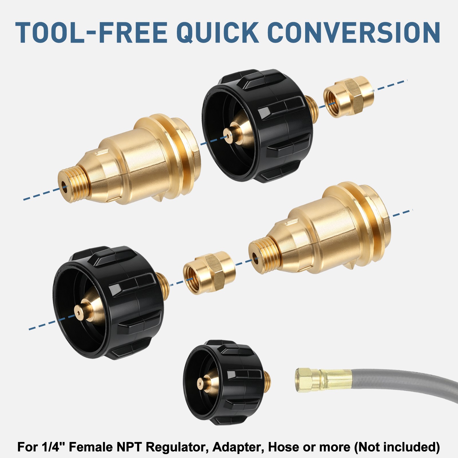 1/4″ NPT Propane Tank Adapter Kit POL to QCC1 Connector Fittings for Grill Stove