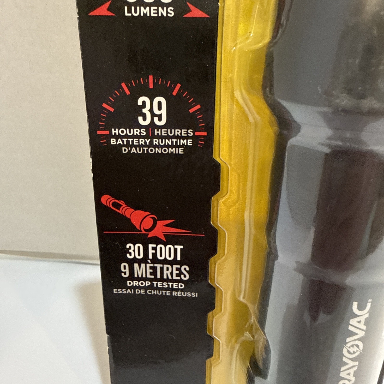 Rayovac Virtually Indestructible Flashlight 300 Lumens 30 Ft Drop 39 HR Battery