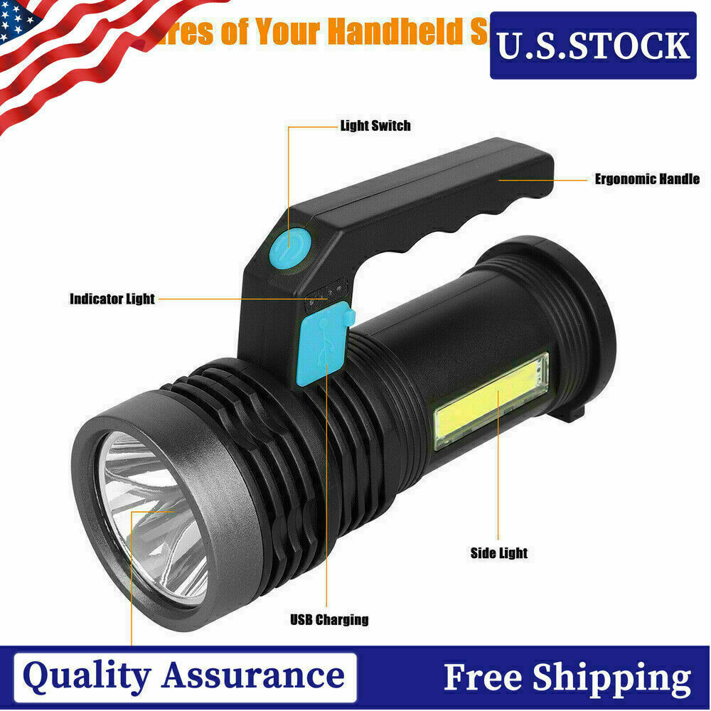 Super Bright LED Searchlight Portable Rechargeable Spotlight Handheld Flashlight