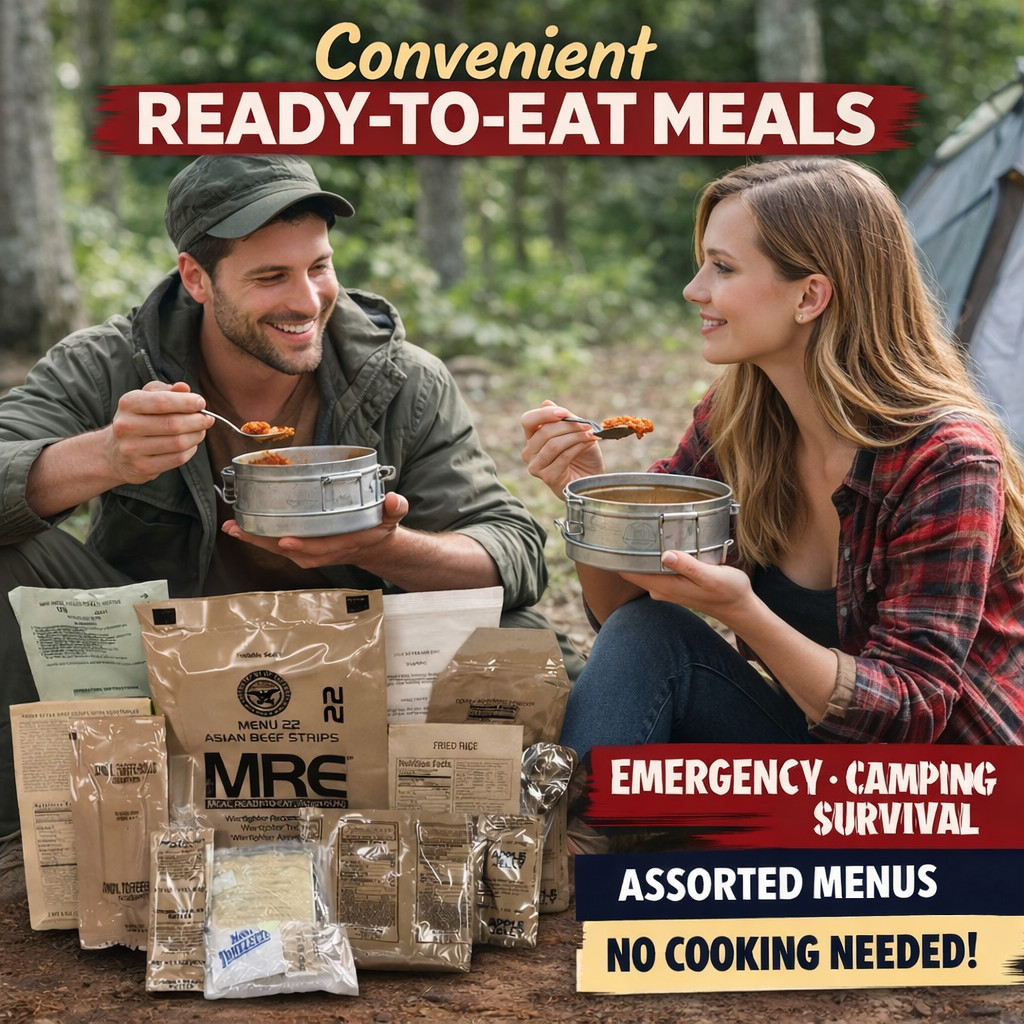 Government Issue U.S. Military MRE Case Ready to Eat Emer -Options 1,2,4-8 pack