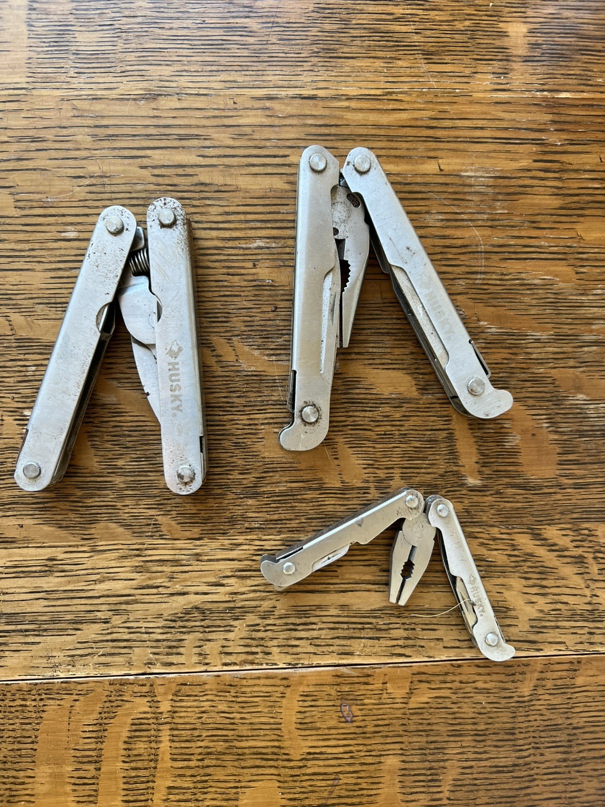 Set of 3 Husky Stainless Steel Multitool (Multi Tool) Knife Folding Pliers.