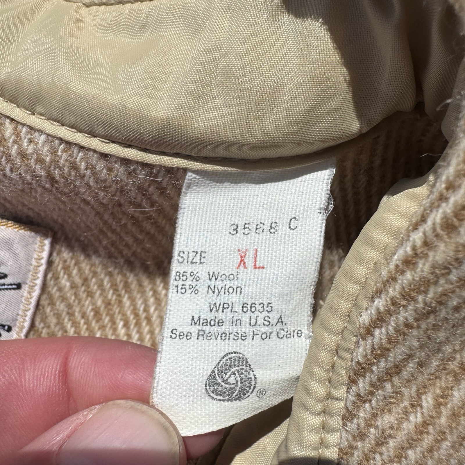 Vtg. Cabelas Wool Blend Hunting Shirt Tan Herringbone Shooting Patches Mens XL