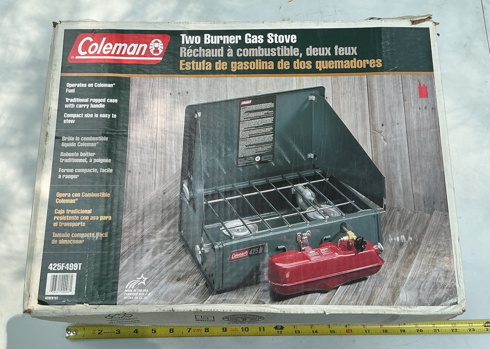 Vintage Coleman 425F499T Two Burner Gas Stove with Box 10/98 Unused