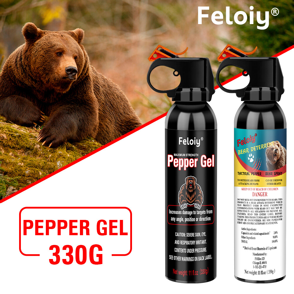 2 Pack Feloiy Maximum Strength 11 oz. Bear Repellent Spray Self Defense