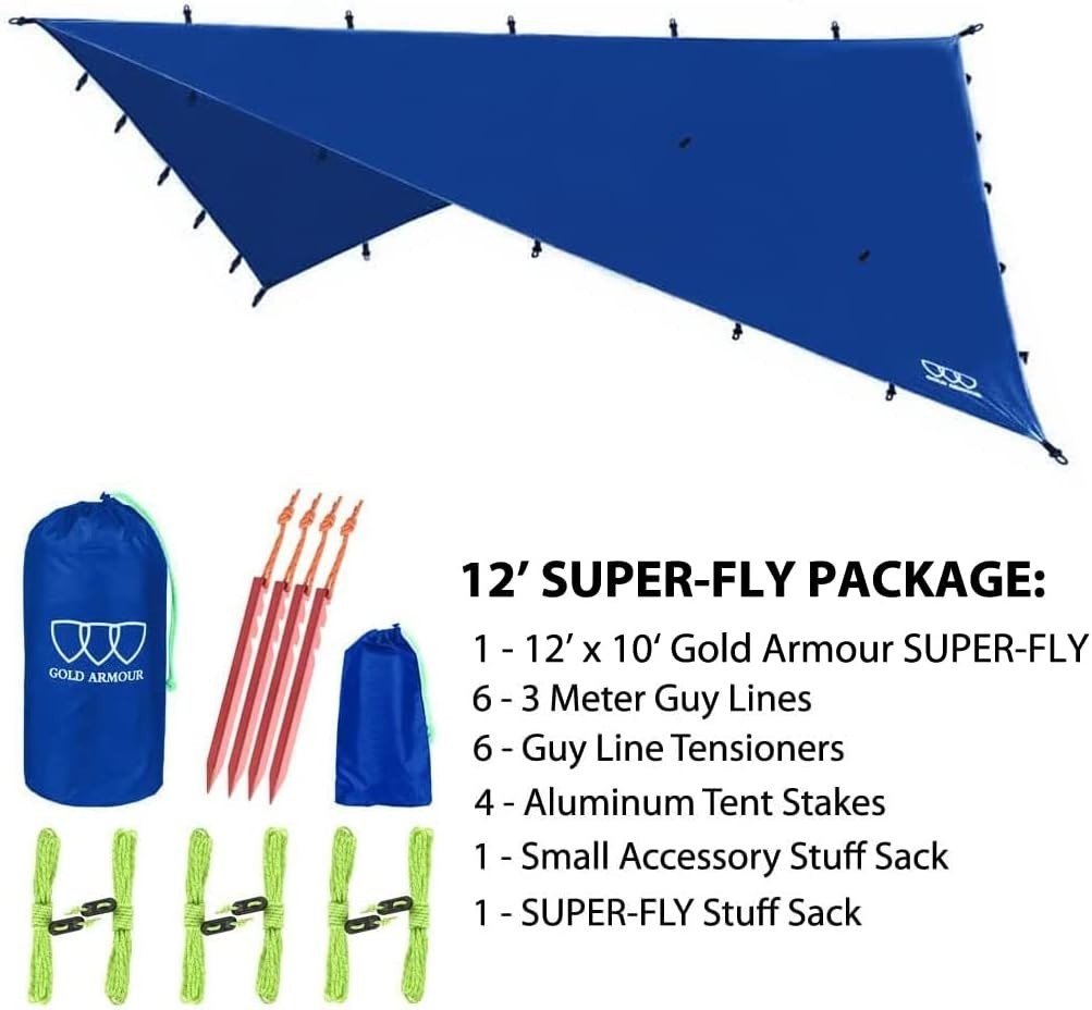 Ultralight 12ft x 10ft Rain Fly Tarp Canopy for Camping and Hiking Adventures