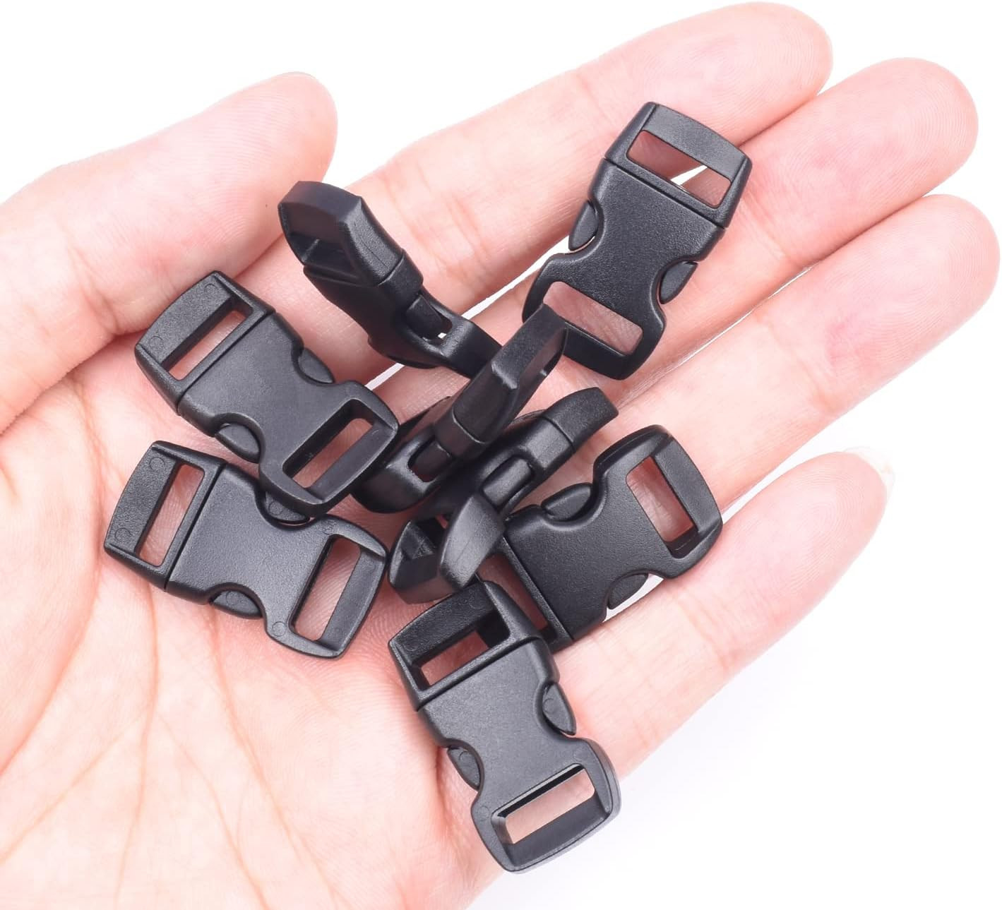 100-Pack 3/8″ Curved Plastic Quick Release Buckles for Paracord Accessories