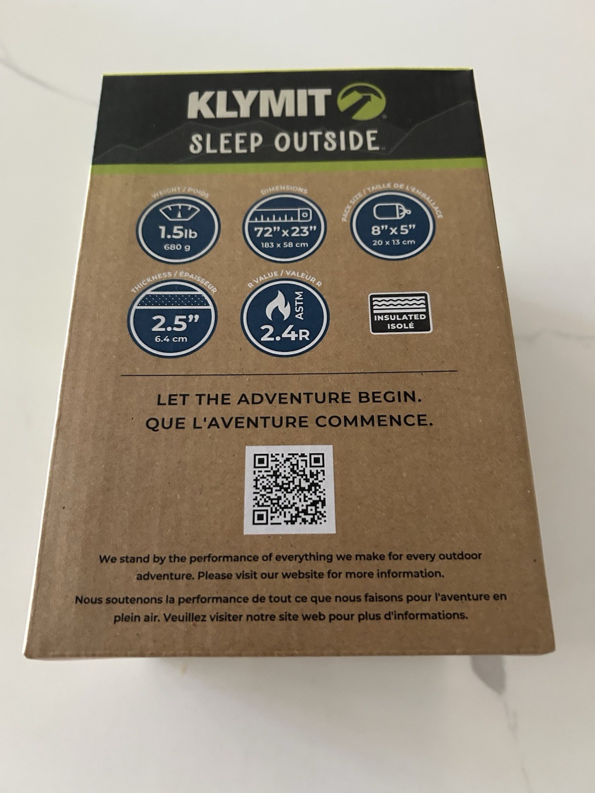 Klymit Static V Summit Sleeping Pad Inflatable Camping Mattress 4-Season New