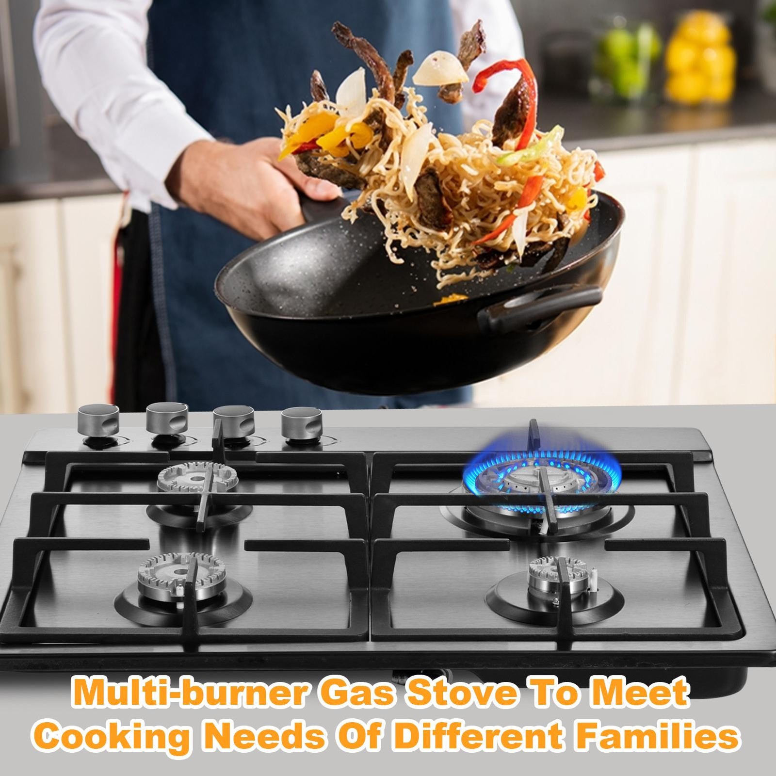Gas Stove 4 Burner Propane Stove Portable Auto Ignition Gas Cooktop LPG BBQ camp