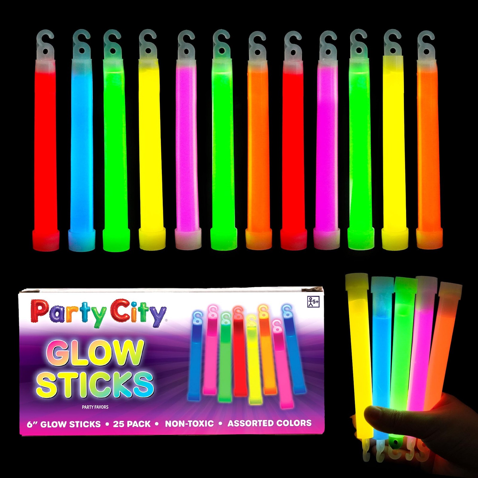 Party City Multicolor Glow Sticks Bulk Pack 6”- 25pk in 6″,