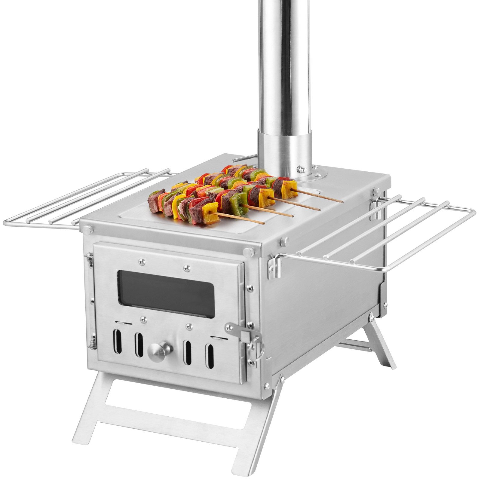 VEVOR Portable Wood Stove Camping Hot Tent BBQ Stove 80 in for Outdoor w/ Pipes