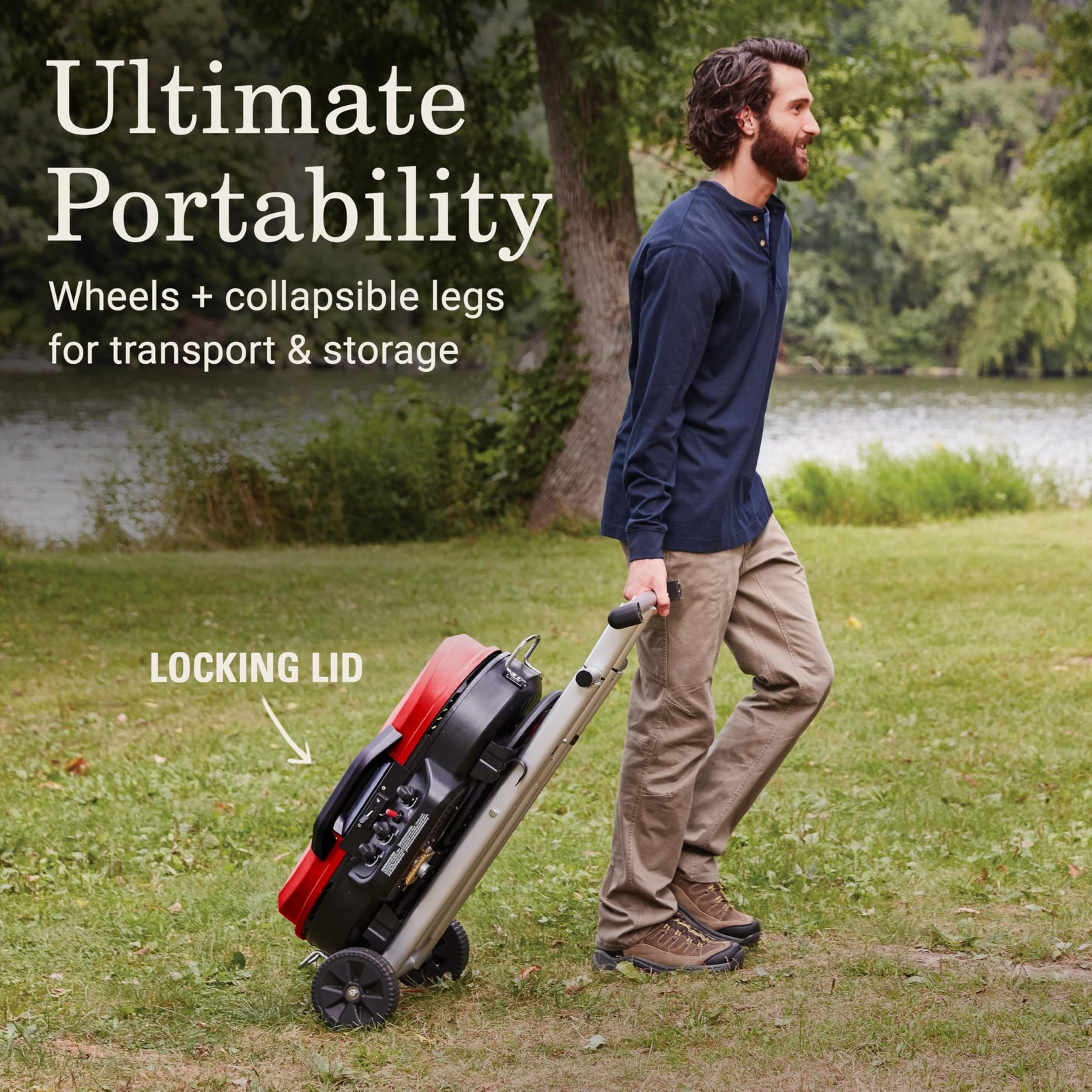 Propane Grill Stand Up 3 Burners 20000 BTU Coleman RoadTrip 285 Portable BTUs