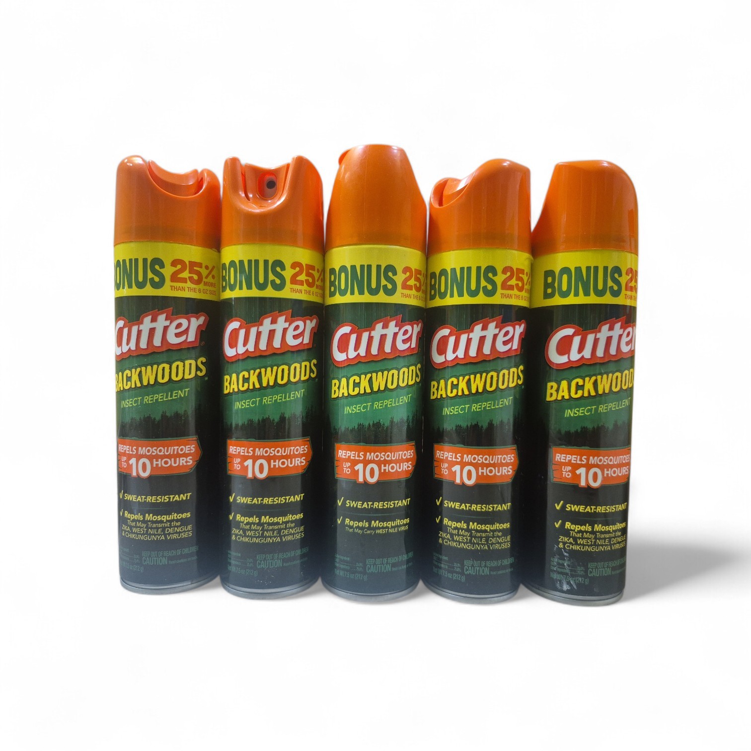 Lot of 5 Bonus Cans – Cutter Backwoods Insect Repellent 7.5 oz Aerosol Bug Spray