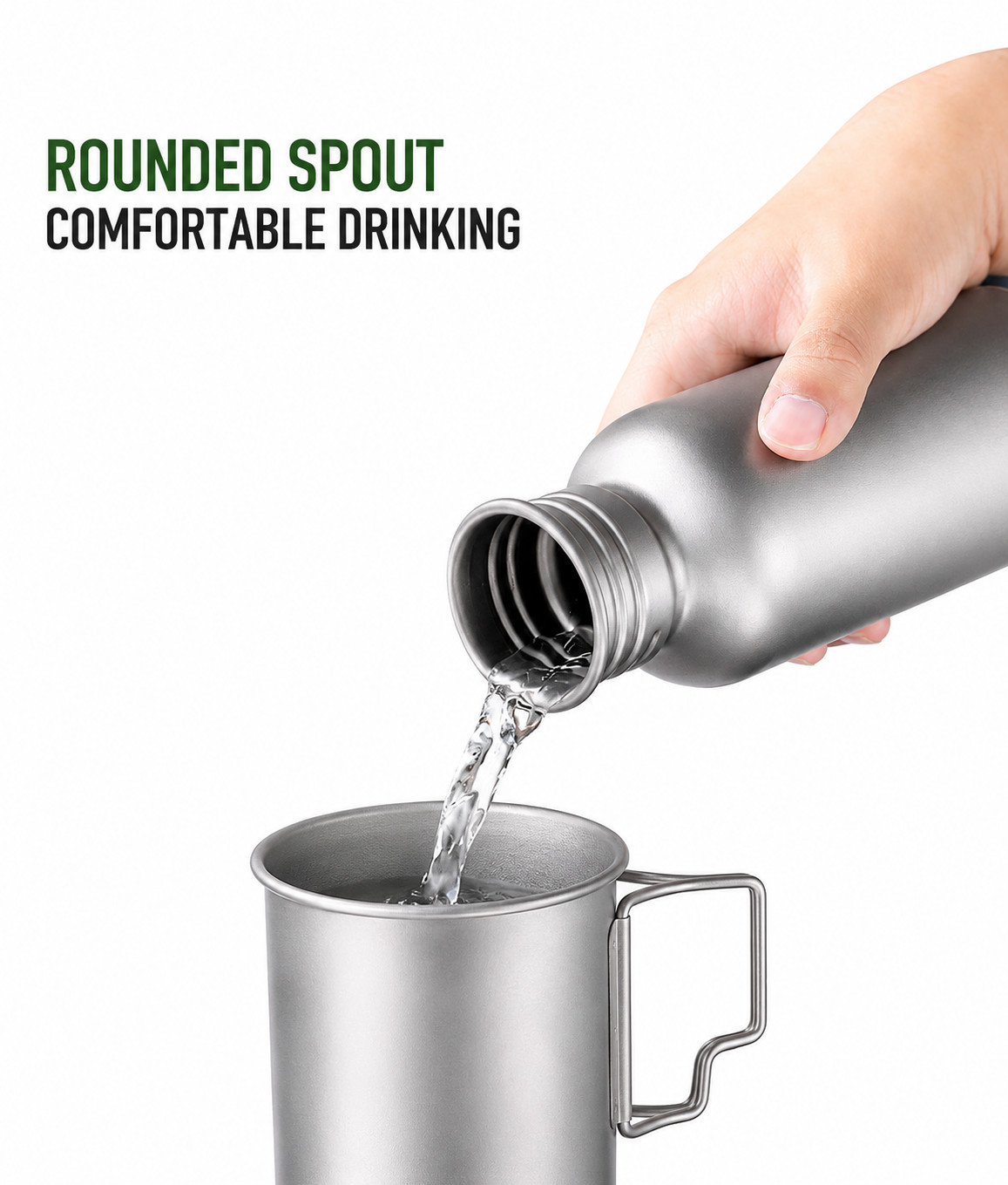 Gaga Sport 750ml Titanium Water Bottle Camping Hiking Travel Flask Silver