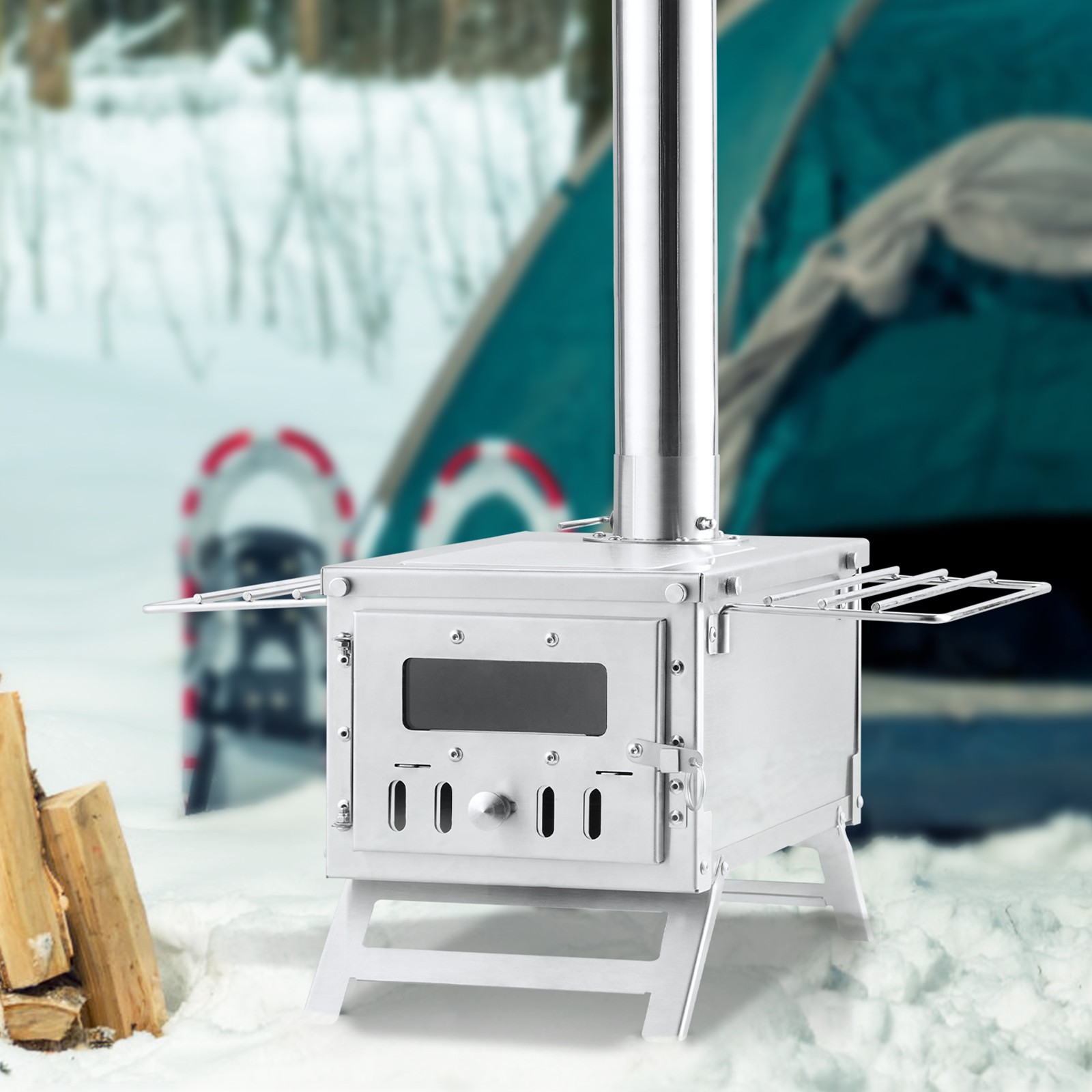 VEVOR Portable Wood Stove Camping Hot Tent BBQ Stove 80 in for Outdoor w/ Pipes
