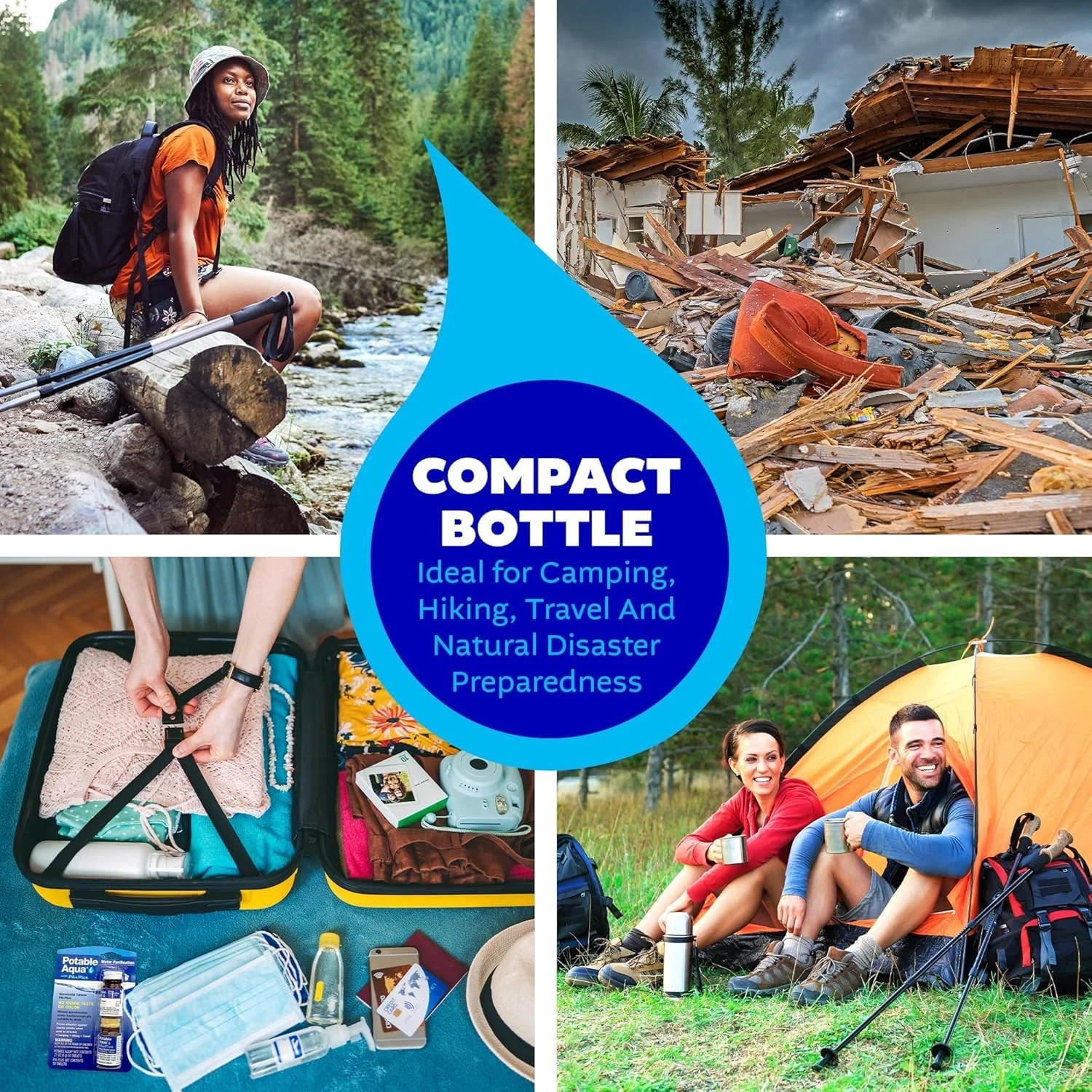 Lot of 2 Water Purification with PA Plus Camping Travel (200ct)