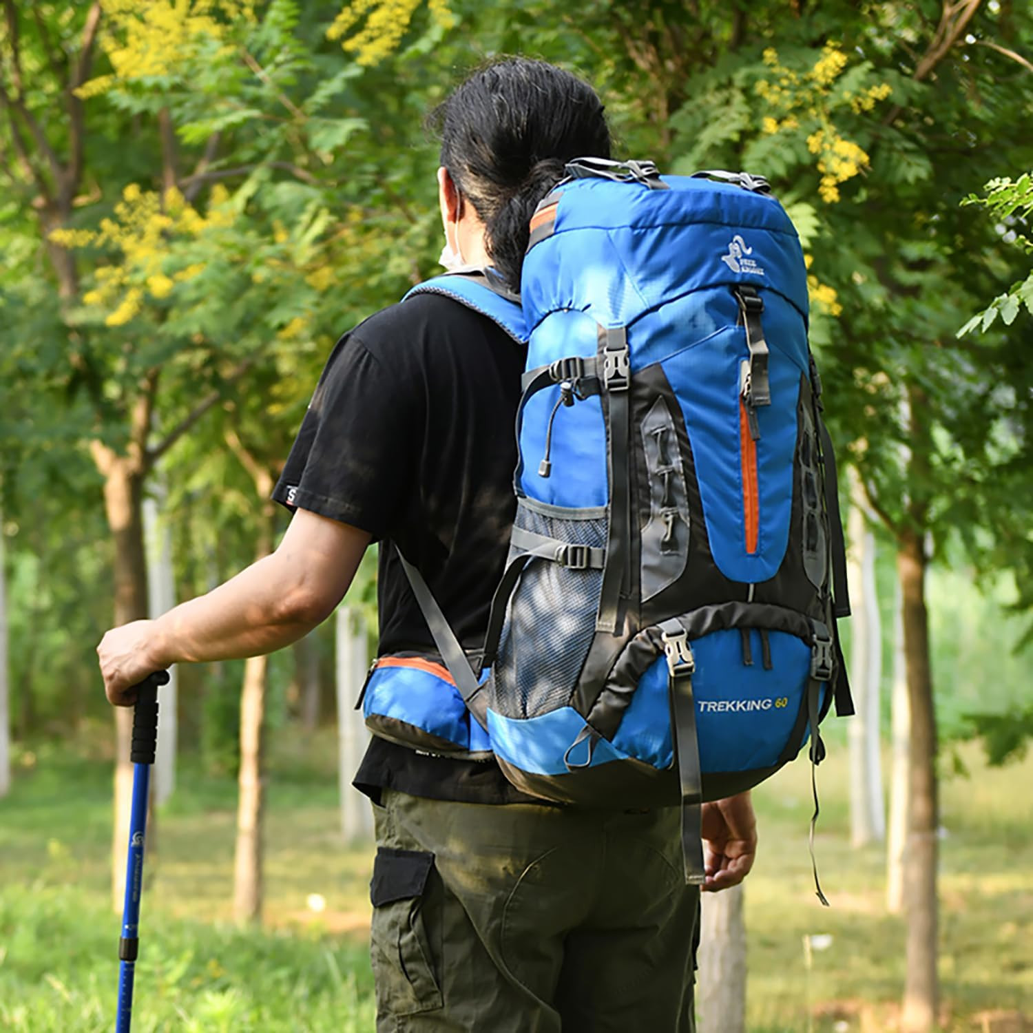 Bseash 60L Hiking Camping Backpack with Rain Cover, Waterproof Large Capacity Ou
