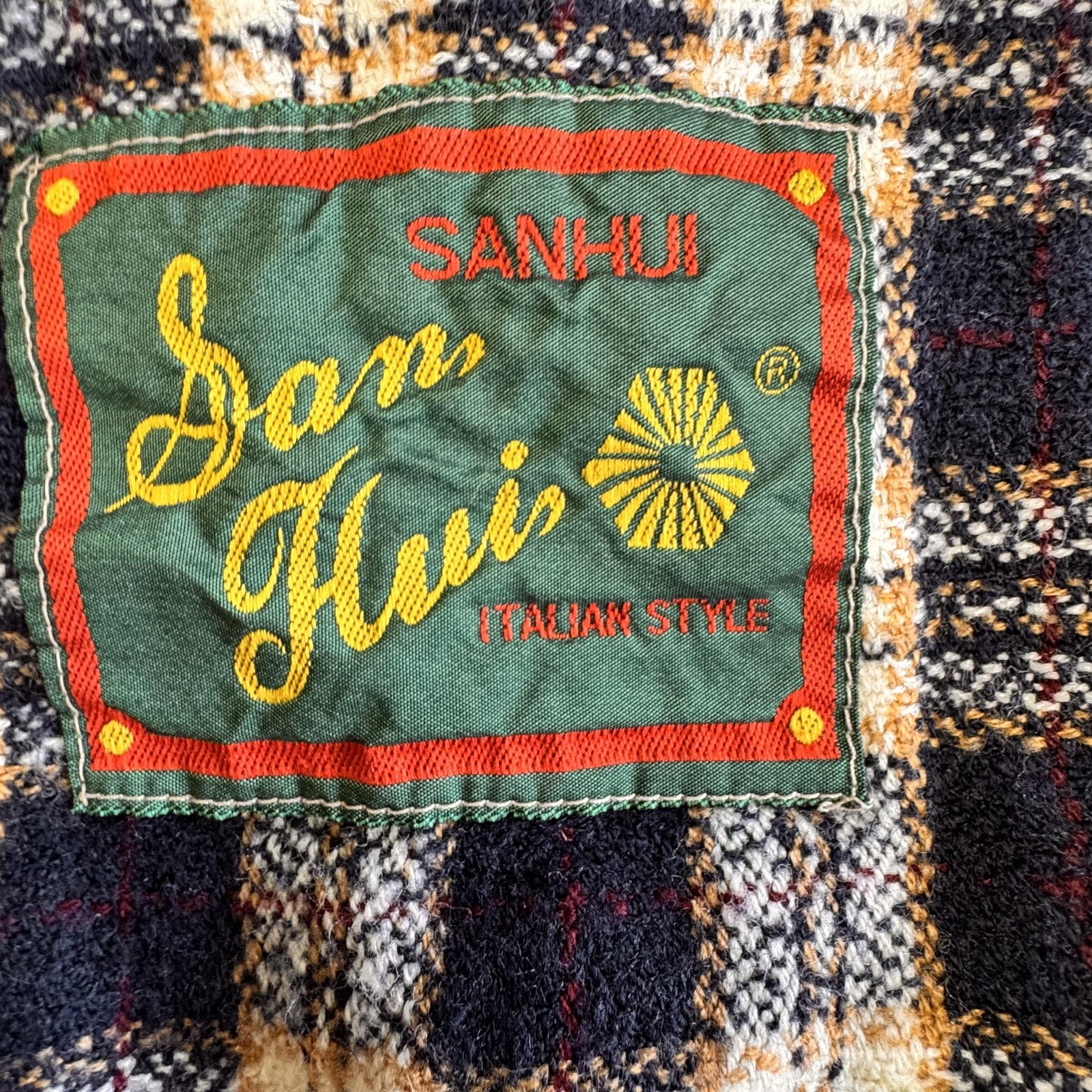 San Hui Boys 2-3 Years Beige Wool Blend Plaid Jacket Corduroy Trim Patch