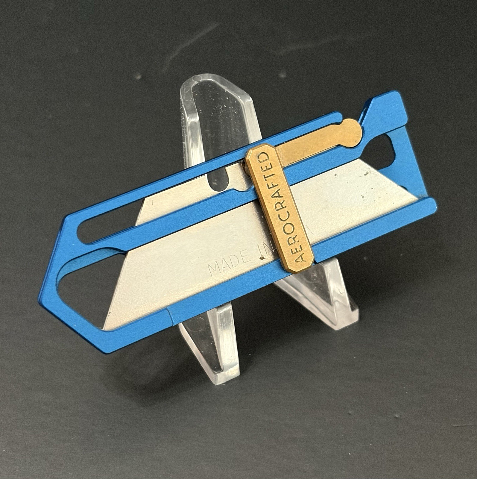 Aerocrafted Sideslip Utility Knife Rare Electric Blue AL Shop Sample No Logo USA