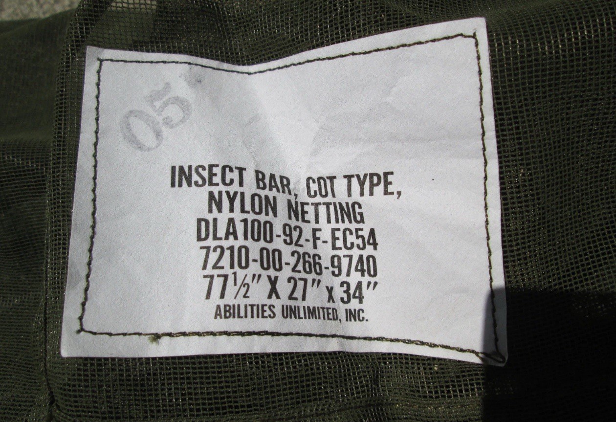 US MILITARY SPEC Insect Bar / Mosquito Net + 4 Poles for Cot Tent Camping Hiking