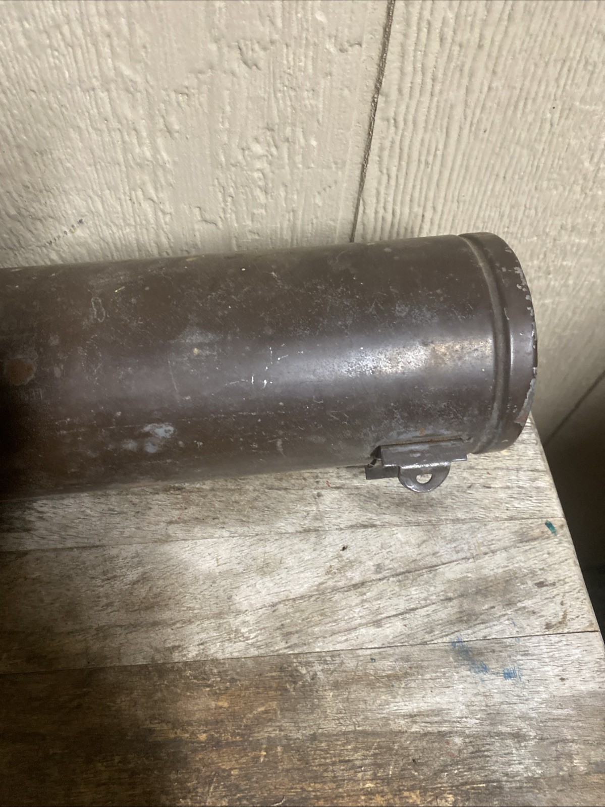 Vintage Coleman ? Round Brown Metal Camp Stove Tank 15 1/2” Long