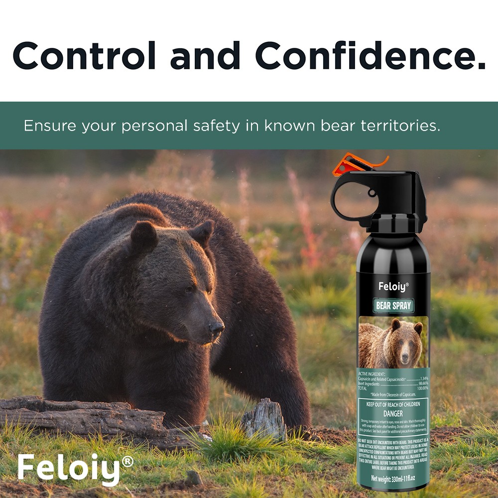 Feloiy ULTRA HOT BEAR Deterrent Repellent Spray 11oz w/ Holster ALL SPECIES