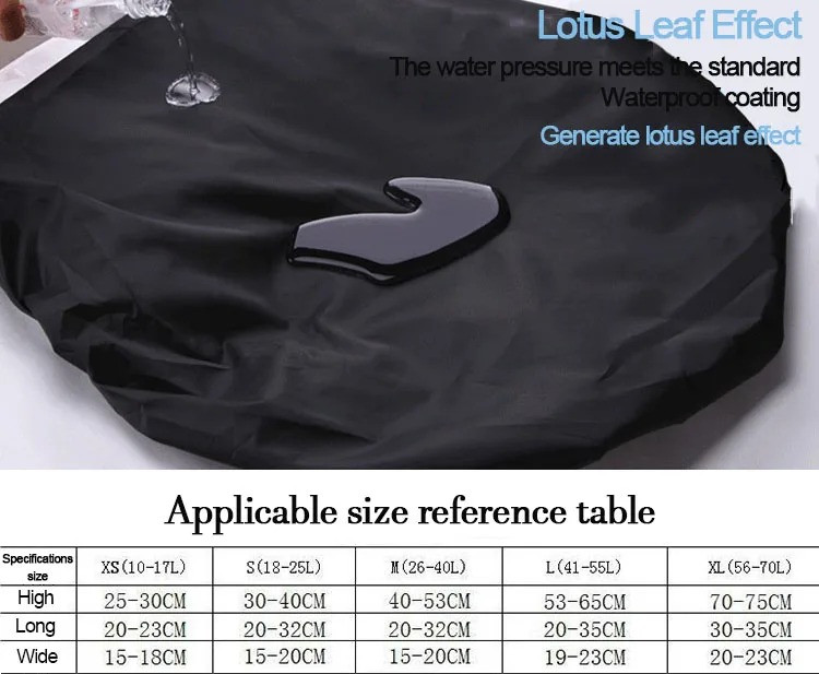 17-80L Waterproof Rain Cover with Reflective Strips for Backpacks