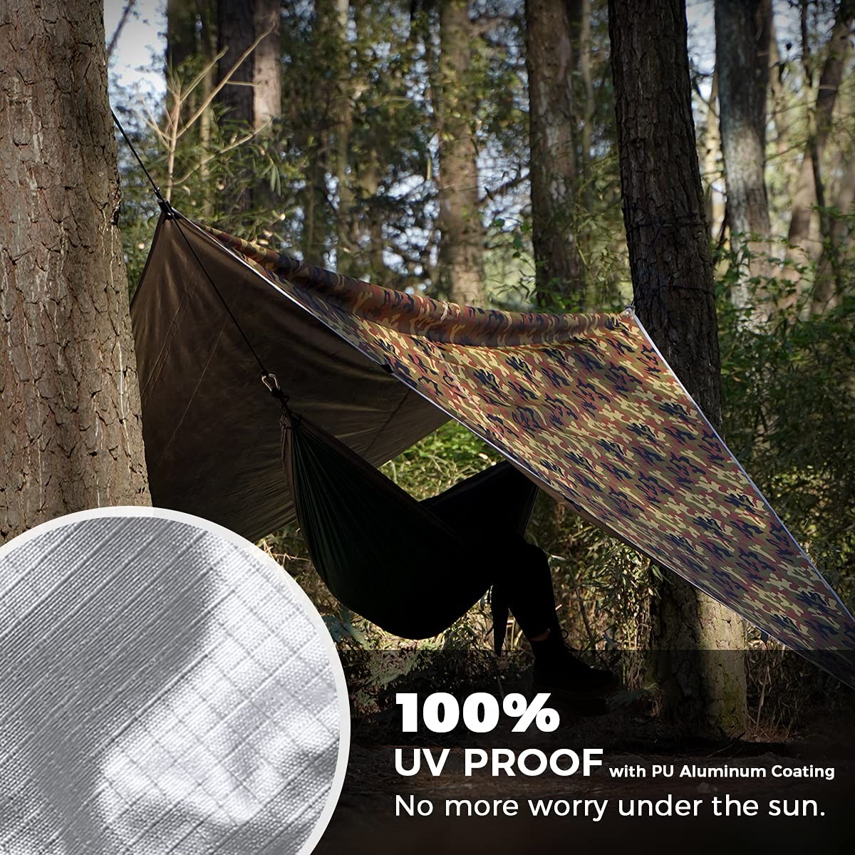 10 x 10 ft/10 x 12 ft Waterproof Rainfly Tarp for Hammock or Tent, Lightweigh…