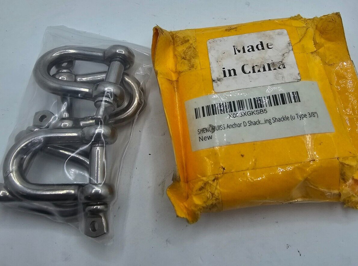 SHENGHUISS Bow Anchor D Shackle Stainless Steel 316 Stainless Steel 3/8″ (QTY 4)
