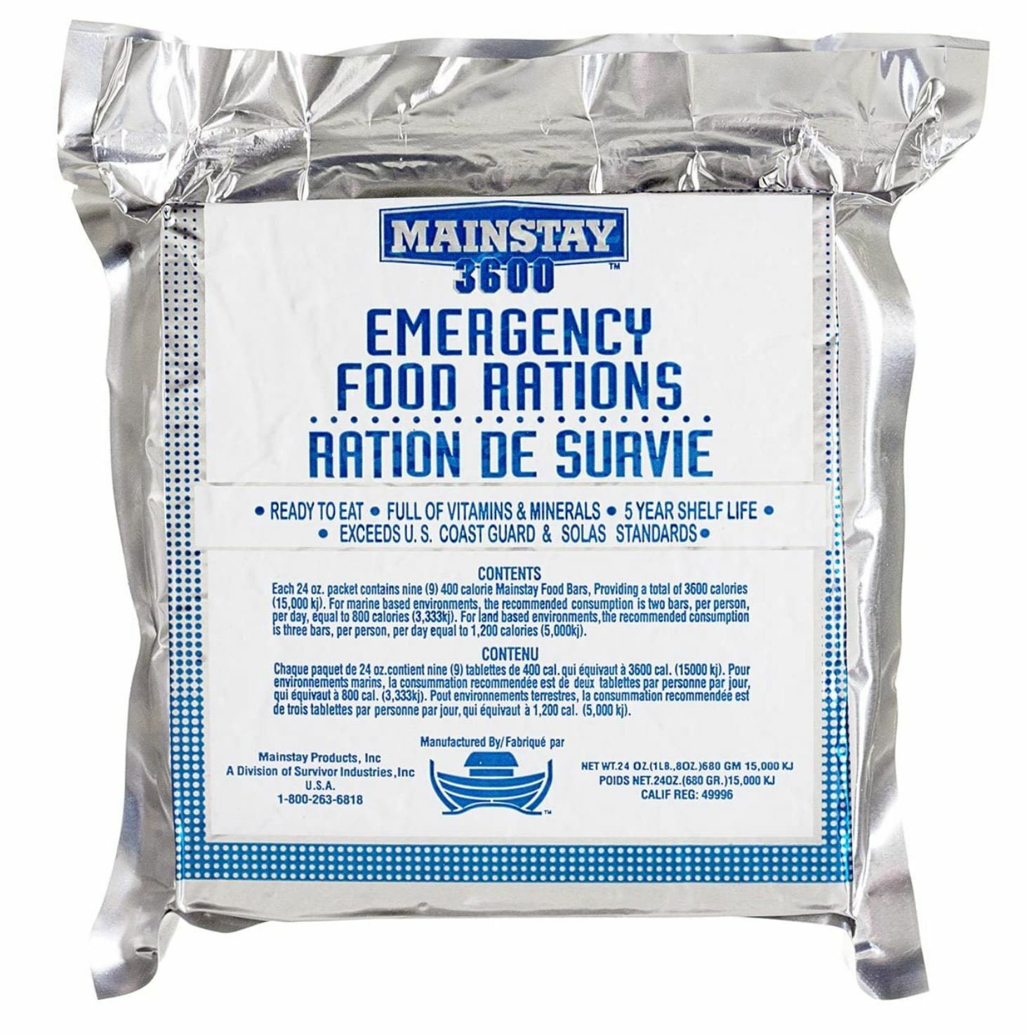 Mainstay Emergency Food Rations – 3600 Calorie Bars (Pack of 20)