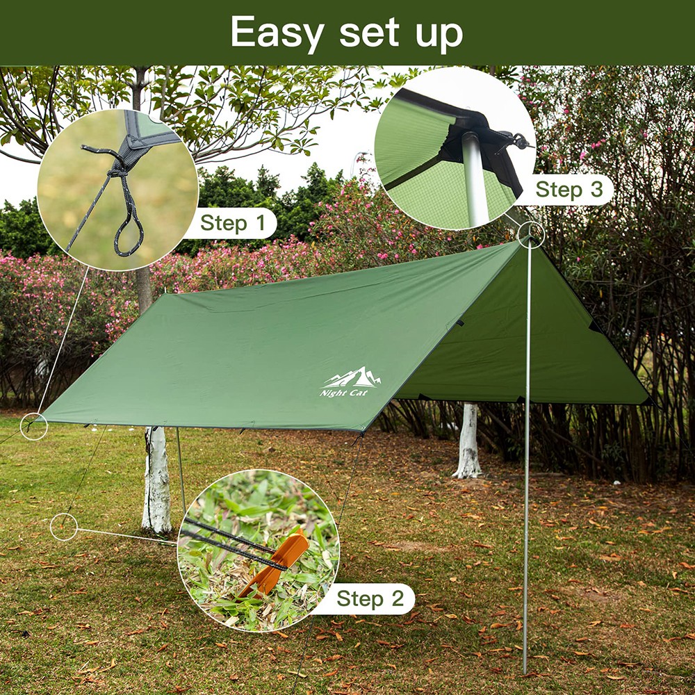 100% Waterproof Camping Shelter,Lightweight Bushcraft Emergency Tarp 12×10 ft