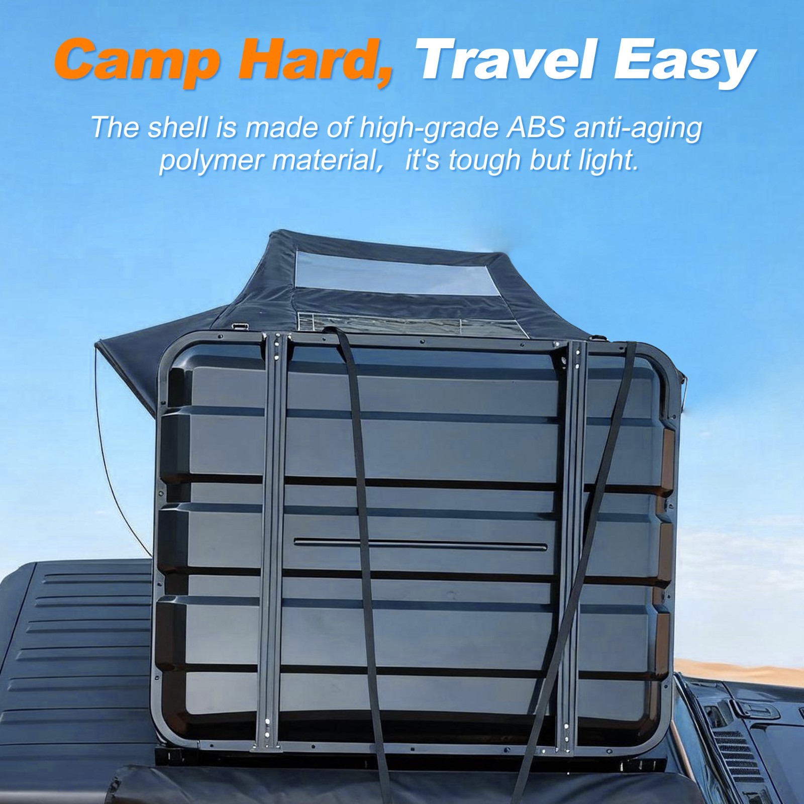 Naturnest Clamshell Roof Top Tent Hardshell Car Camping Tent w/ Luggage Bars