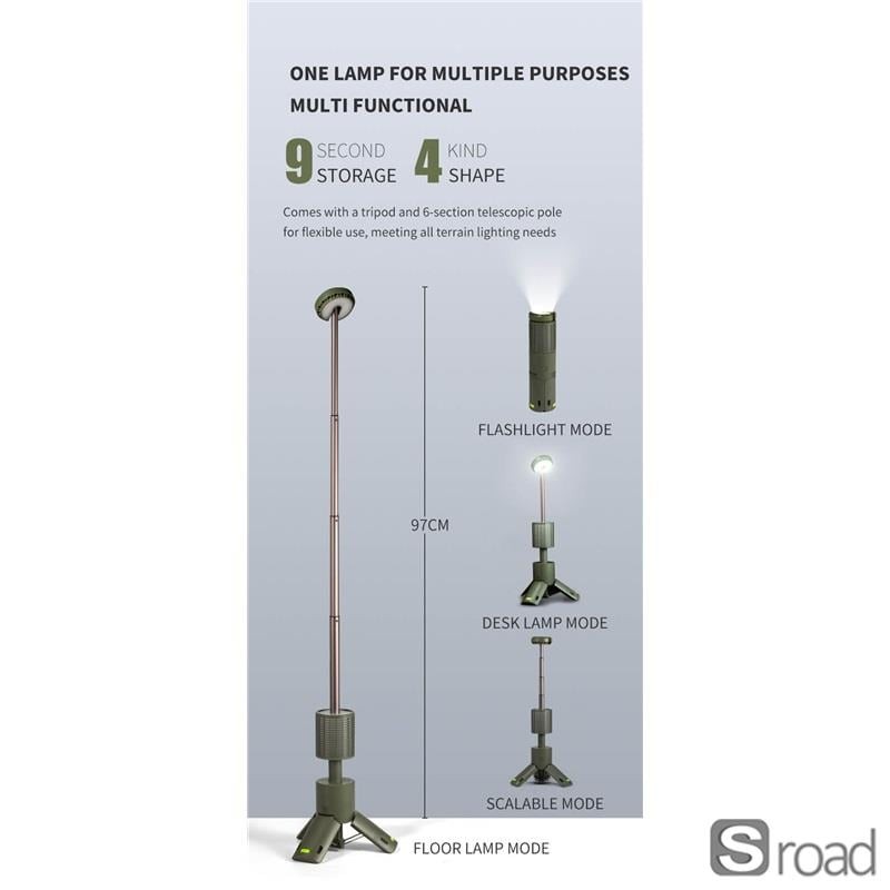 10000mAh Telescopic Camping Lantern With Power Bank, IP65 Waterproof