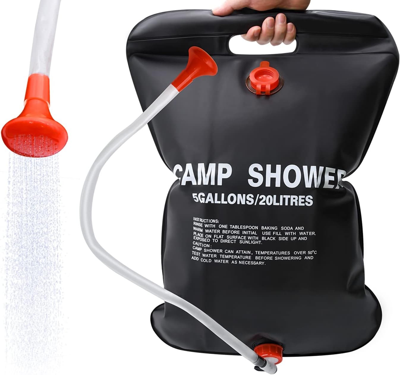 1 Pack Outdoor Camping Shower Bag 5Gallons Portable Solar Shower Traveling Black