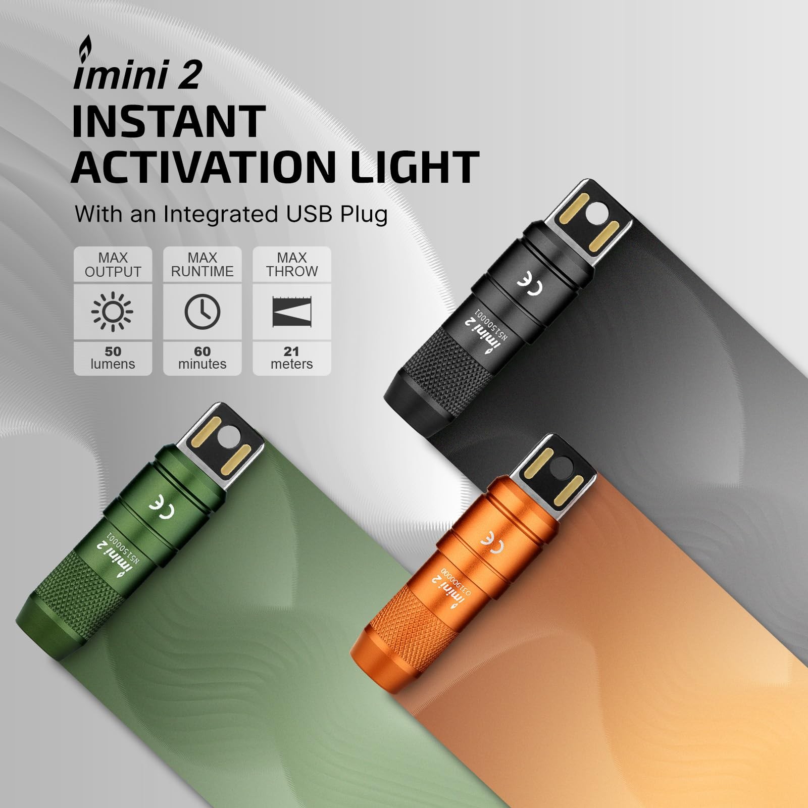 OLIGHT IMINI 2 EDC Rechargeable Keychain Flashlight, 50 Lumens 1 Pack, Black