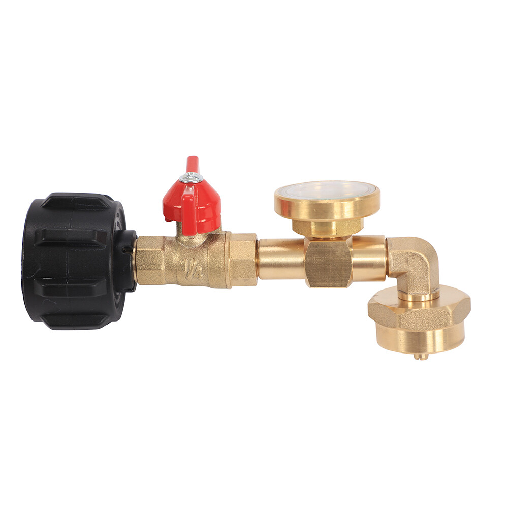 Propane Refill Adapter W/Gauge & Control Valve Fill 1 Lb Bottles From 20 Lb Tank