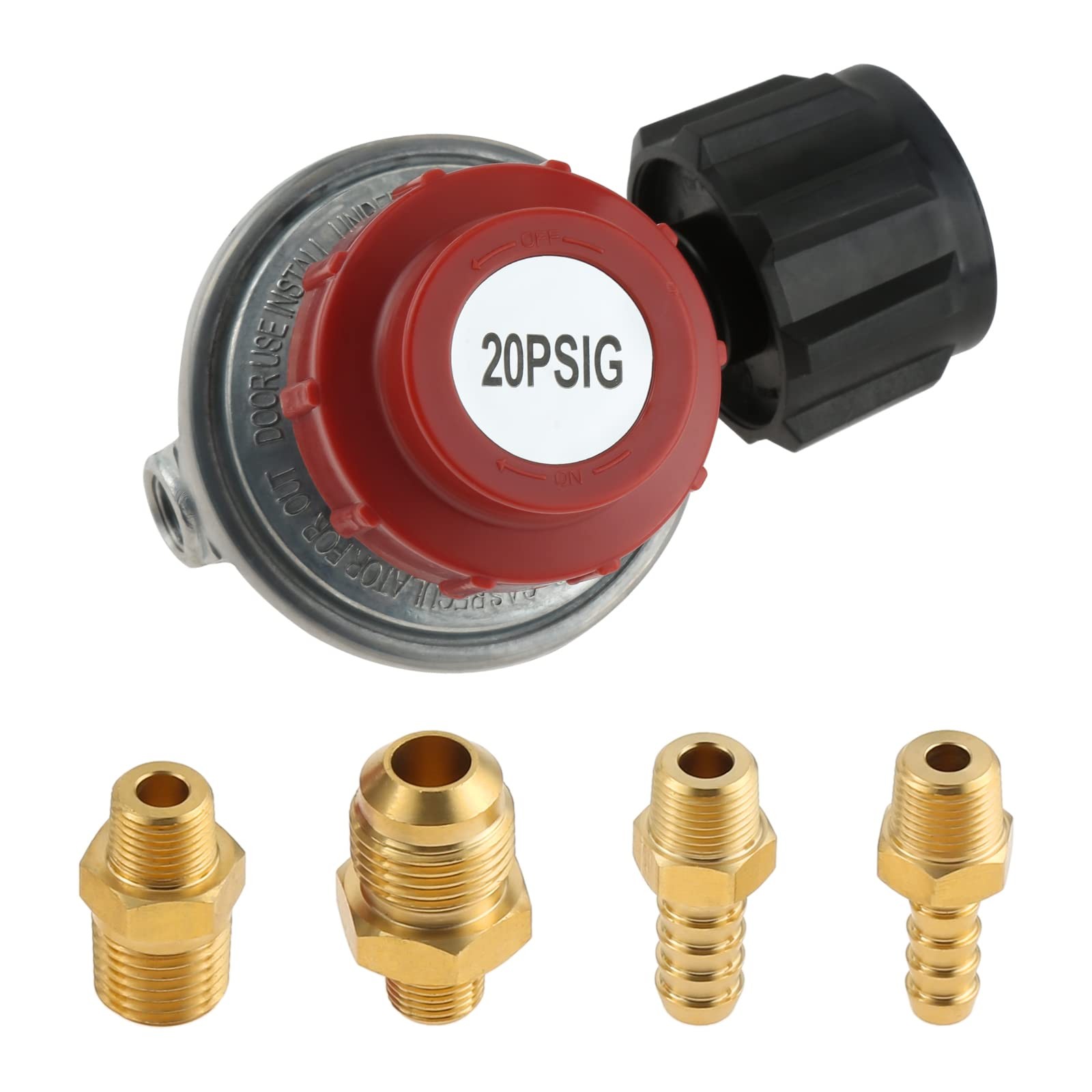 0-20 PSI Adjustable High Pressure Propane Regulator Valve Kit, Silver