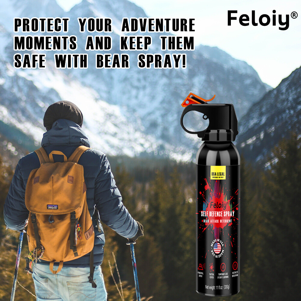 Feloiy Self Defence Spray w/ Holster Bear Attack Deterrent Legal Bear Spray 11oz