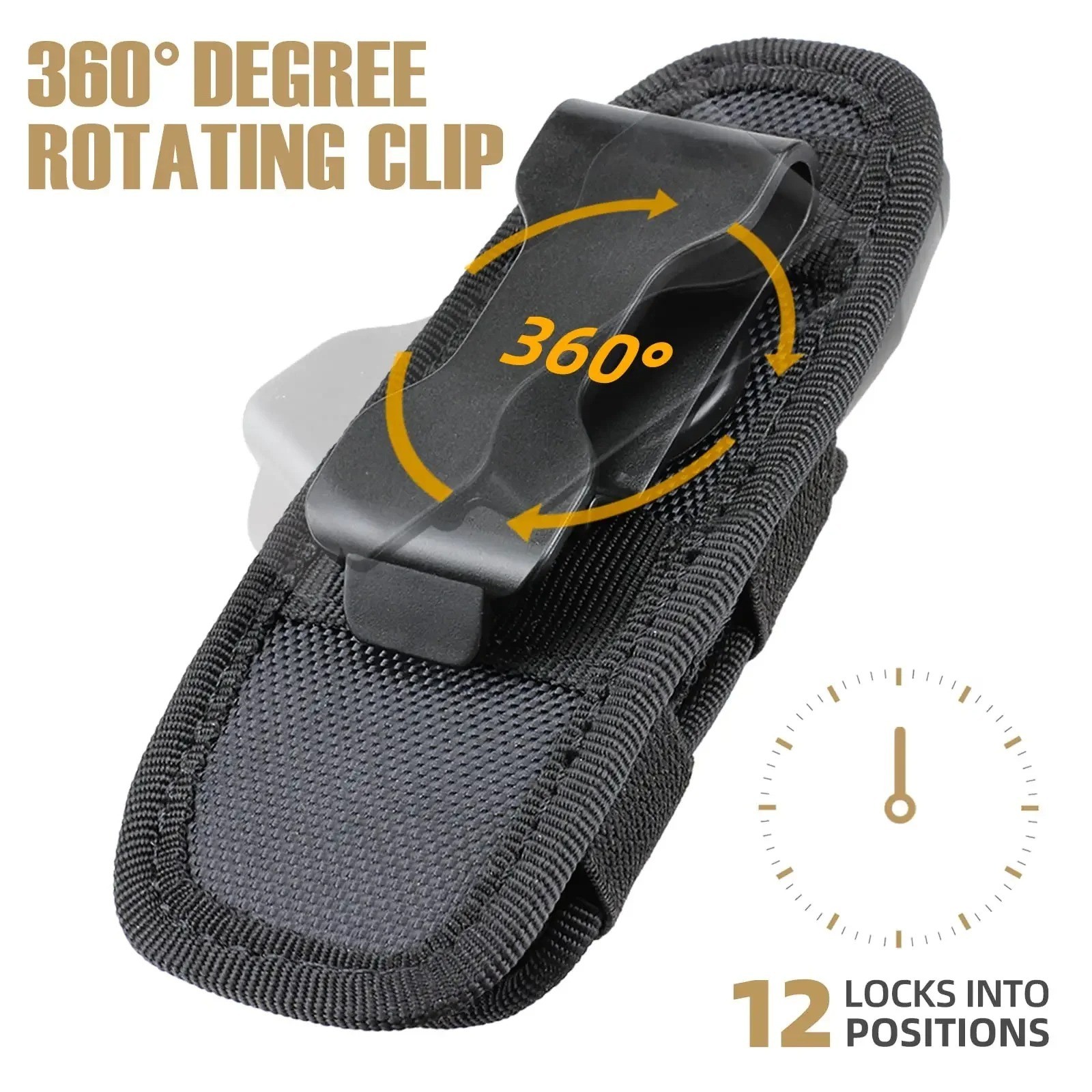 Tactical Flashlight Holster Duty Belt Pouch Rotatable Clip 360 Degree Holder US.