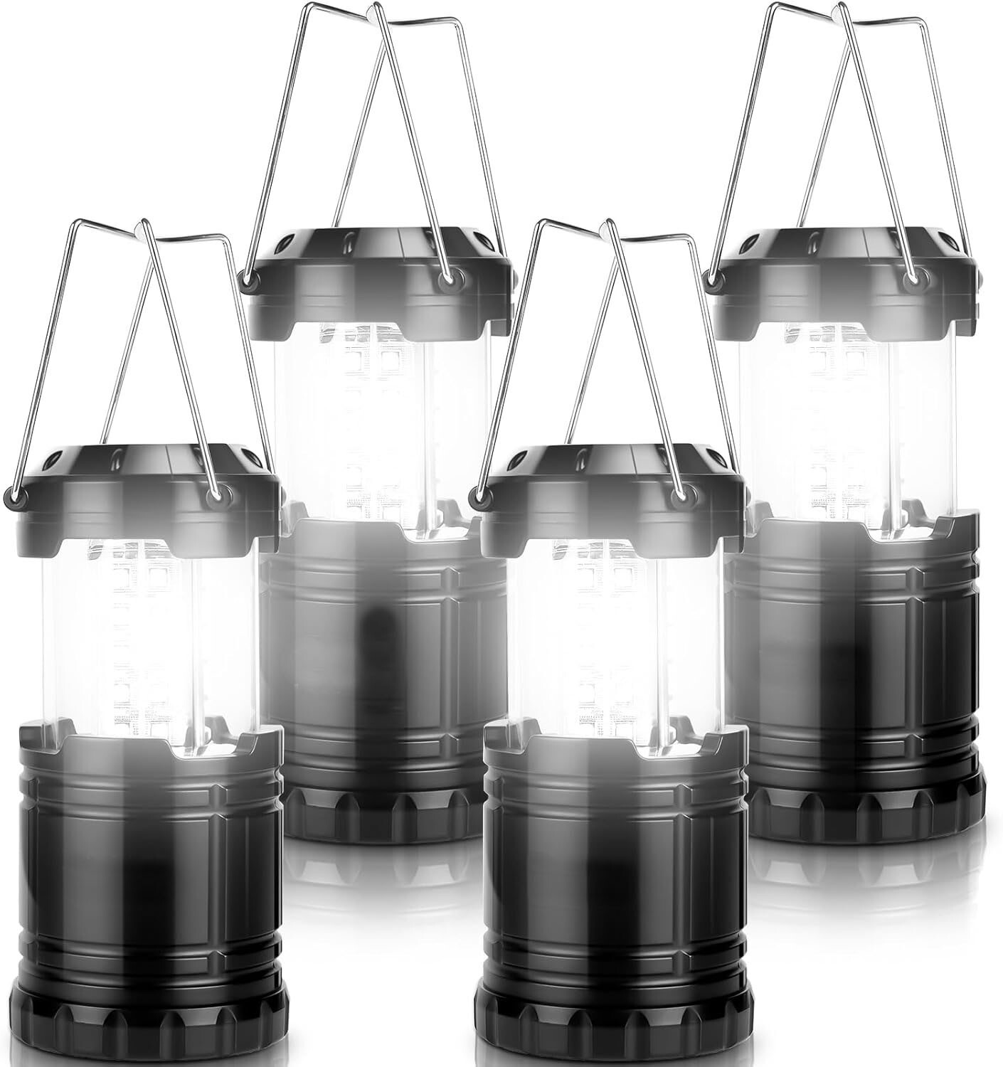 Linternas LED de camping a pilas, plegables, resistentes al agua IPX4, luces por