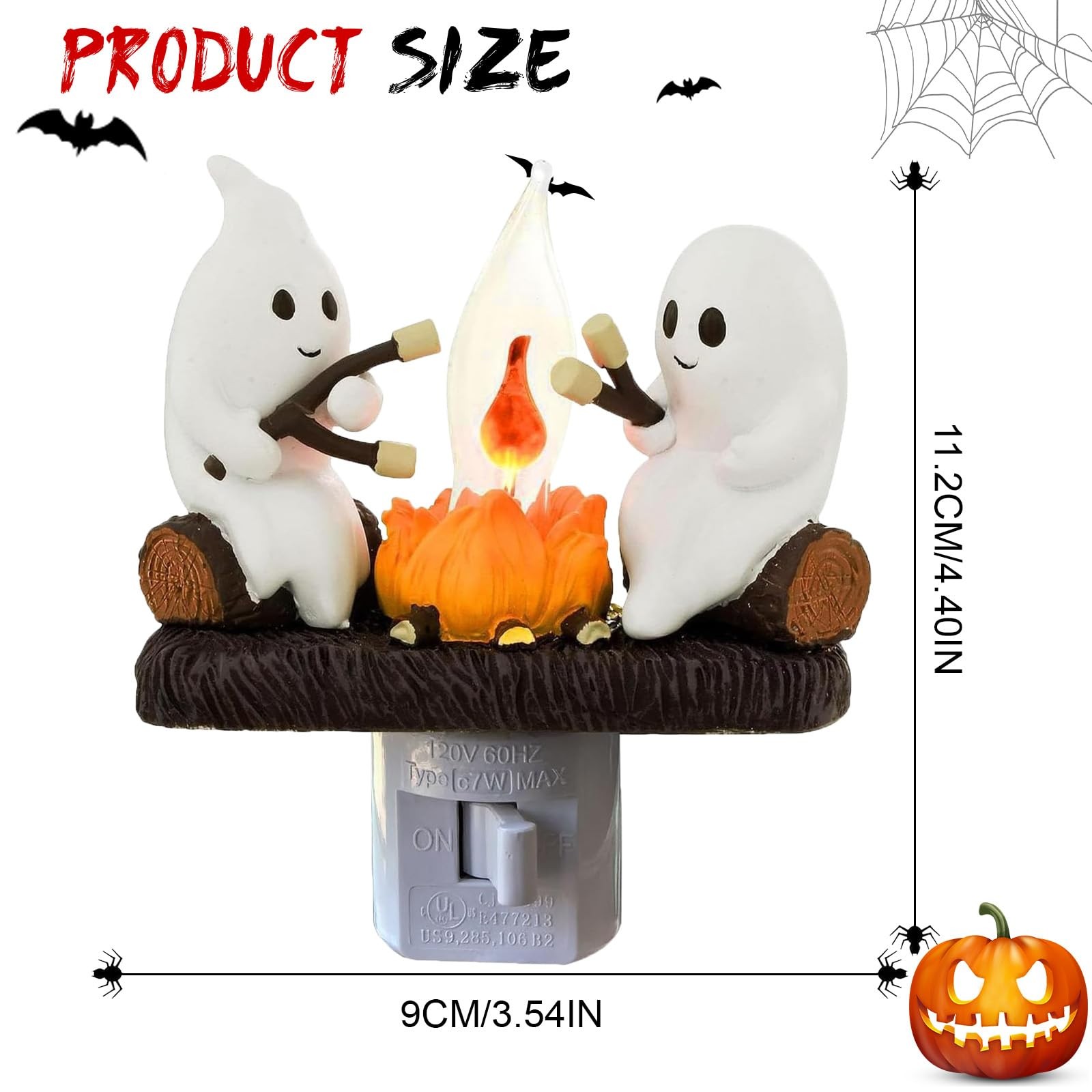 oyeftp Ghost Campfire Flickering Night Light, Ghosts 4 inches, White