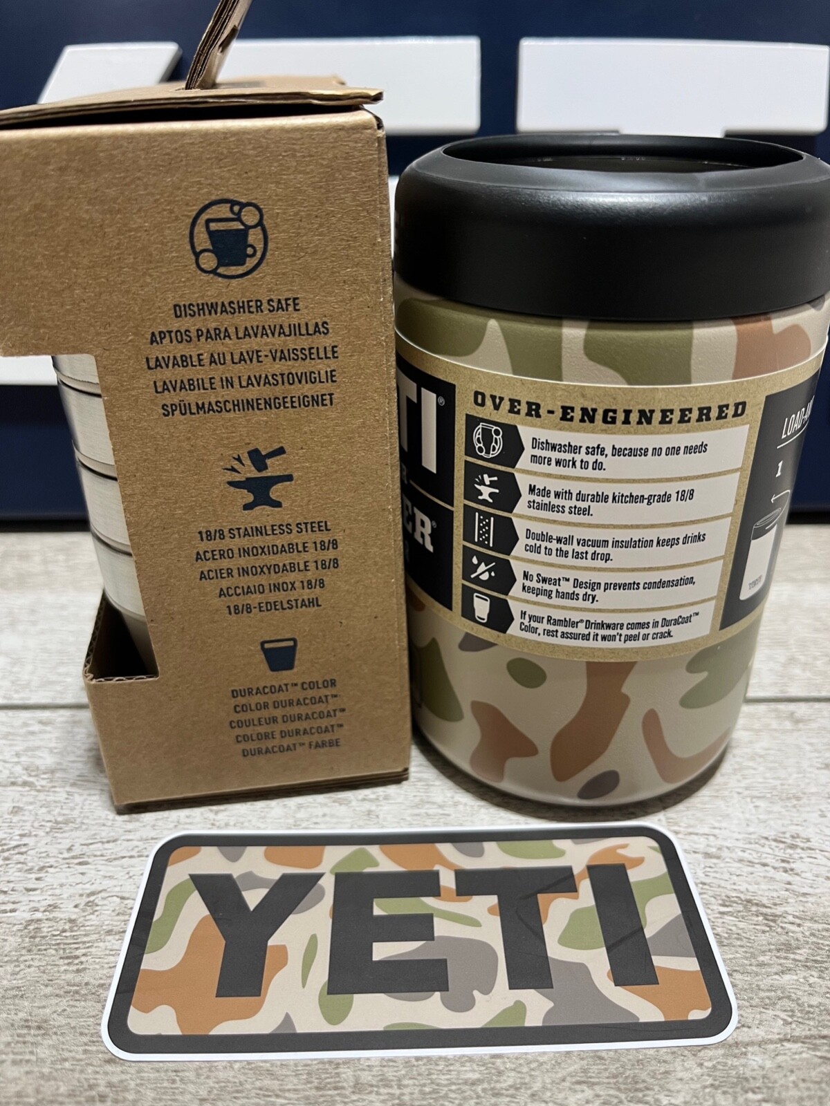 YETI SHOT GLASSES+12oz COLSTER LTD ED🦆TAN CAMO🦌🦃w/CAMO🔥Sticker&Carrying Case
