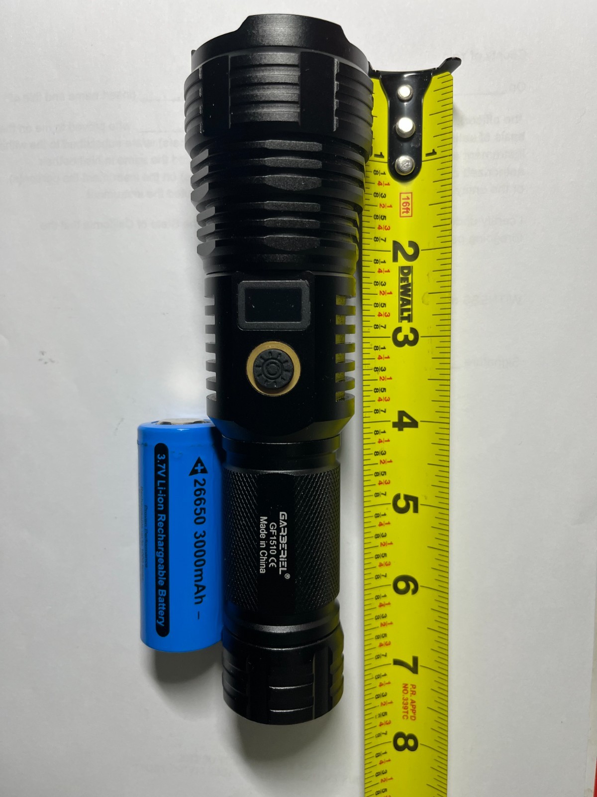 NEW 3000 Lumen GARBERIEL GF 1510 Rechargeable Li-Ion 26650 Aluminum Flashlight
