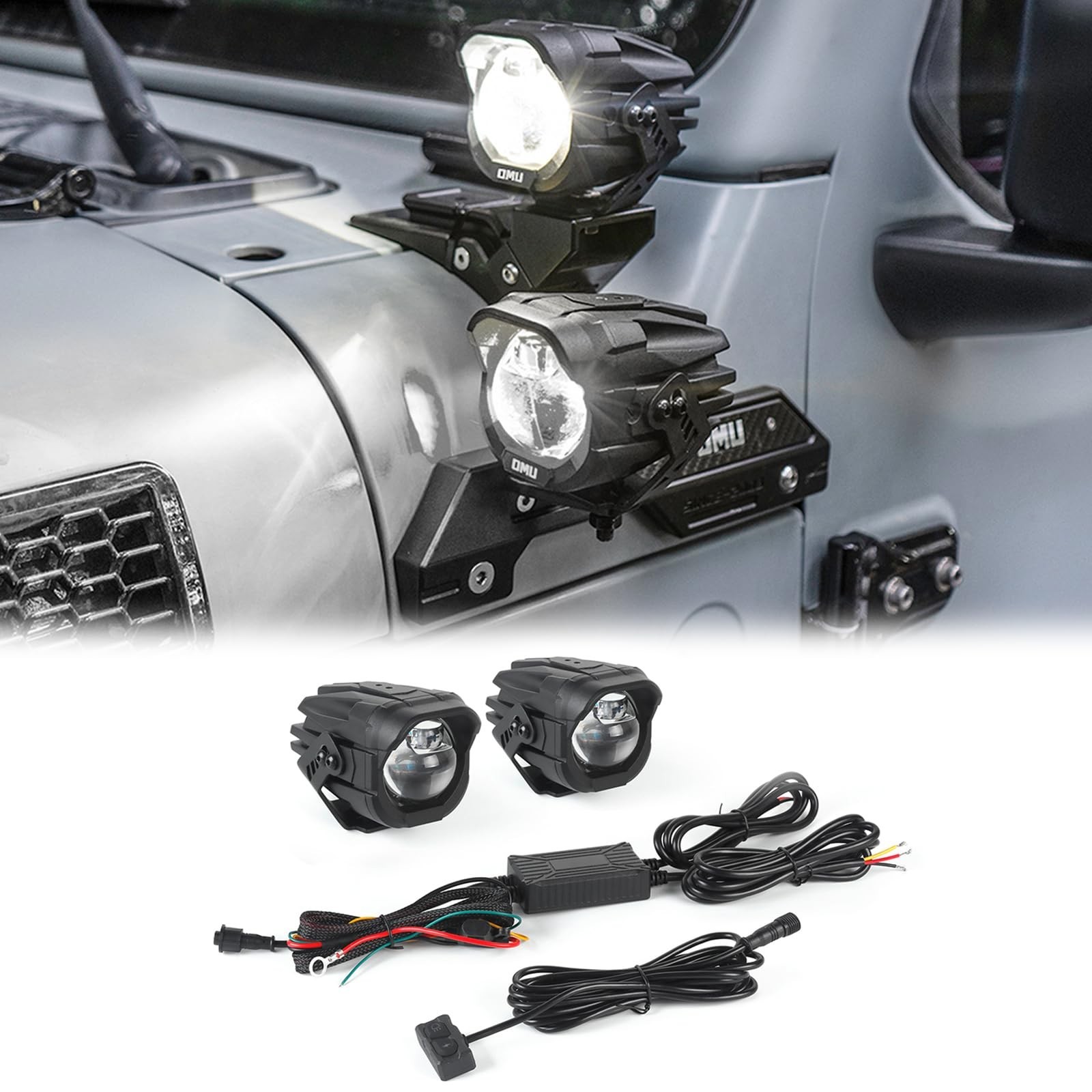 OMU Genesis Series Aluminum High Low Beam Switchable A-Pillar Spotlight Compa…