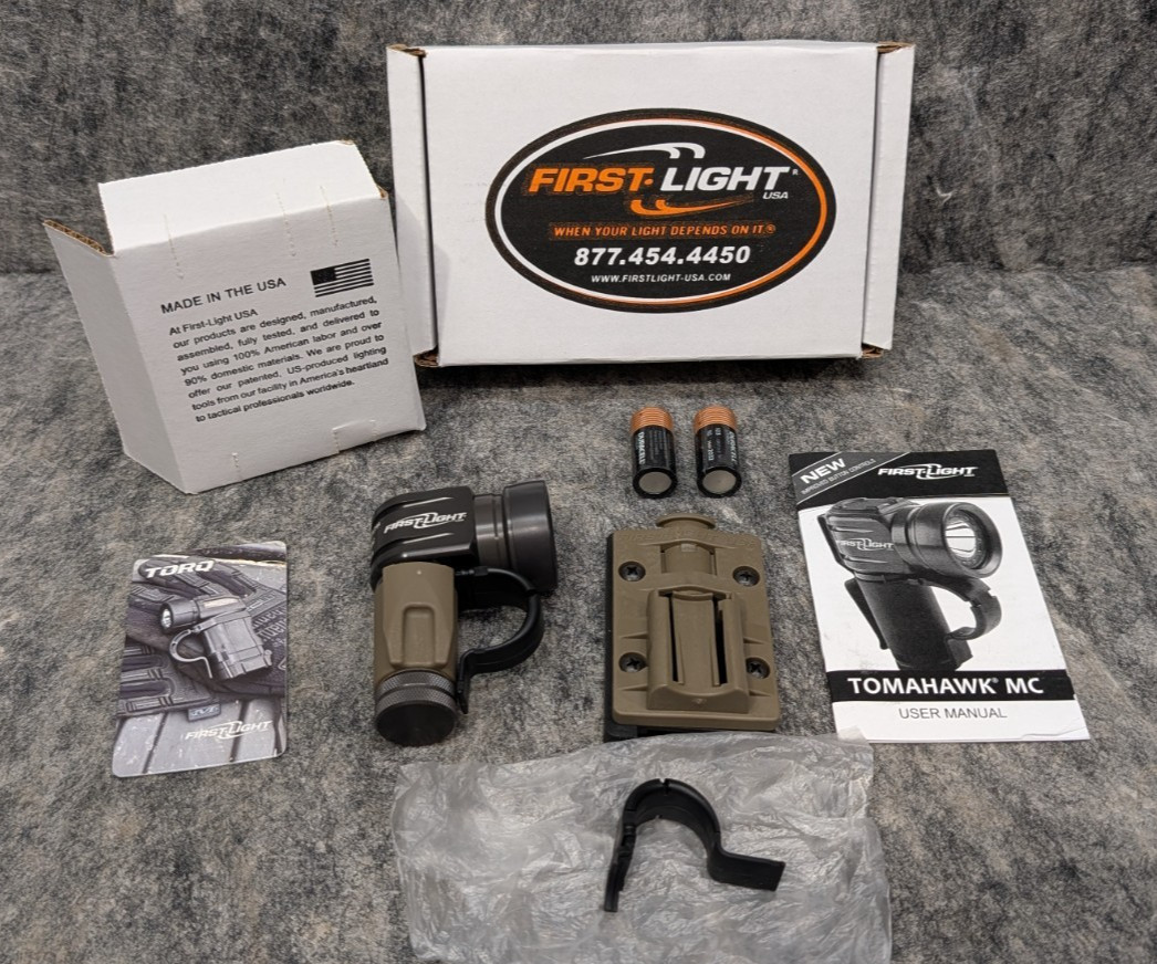 Tomahawk MC Tactical Flashlight by First-Light White Light + Red/Green Light NEW
